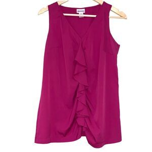 Motherhood Maternity Fuchsia Plum Pink Summer Ruffle Front Shirt Top Size Medium